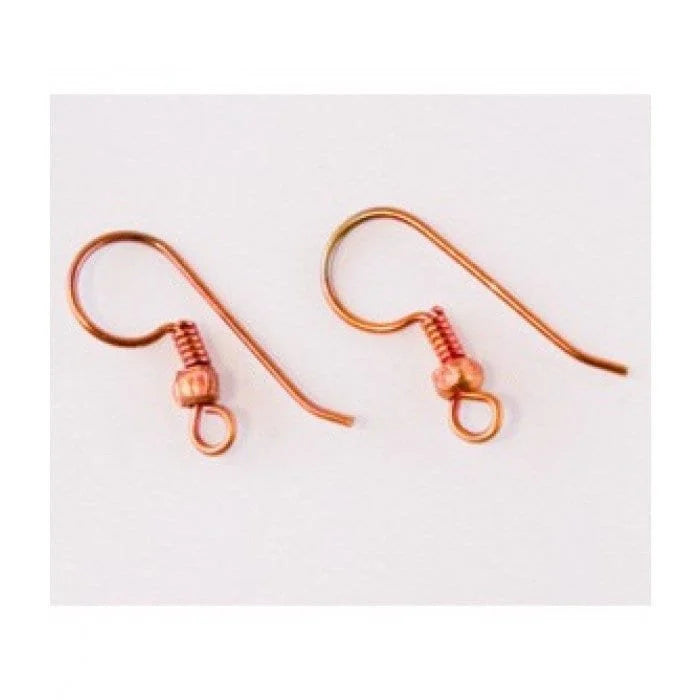 French Hook Ear Wire with 3.5mm Nugget Bead - 13 Pieces Copper Fire Torched