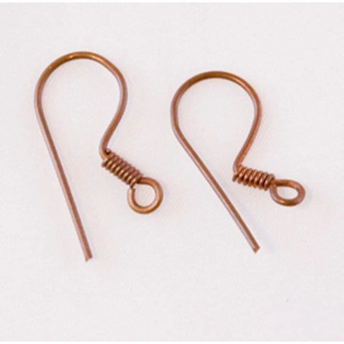 Simple French Hook Ear Wire - 20 Pieces Copper Fire Torched