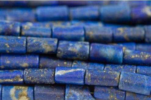 100% Natural Authentic Afghan Lapis Cylinder Beads with Pyrite veins- Great Quality