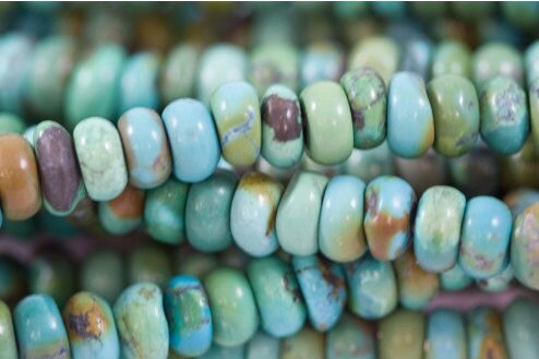 Natural Green Turquoise Smooth Rondelles