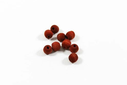 Hand Carved Paprika Red Dyed Natural Olive Wood Round Beads