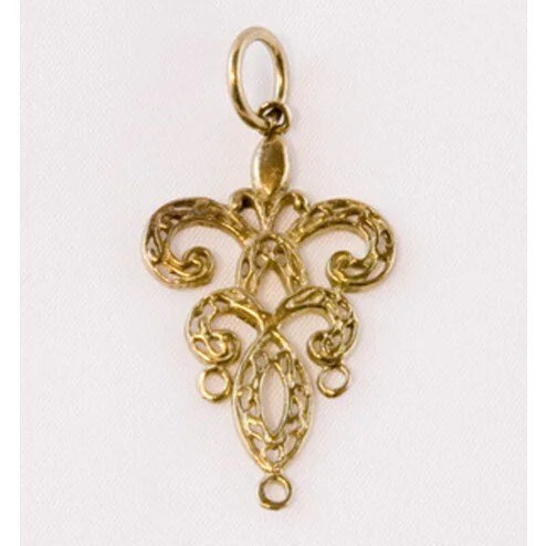 33mm Green Gold Plated Over Solid Copper Fleur De Lis Link