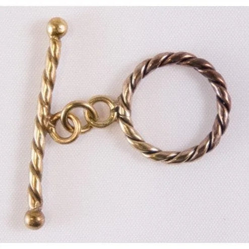 24K Gold Plated Round Twisted Toggle Clasp