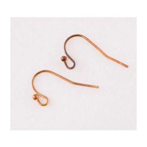French Hook Ear Wire with Ball End  - 47 Pieces  Copper Fire Torched