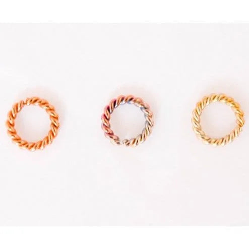 Fire Torched Twisted Open 10 Gauge Copper Jump Rings - 15mm - Open