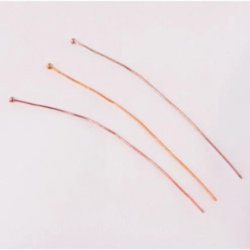 Ball-End Headpin with 2mm Ball- 100 Pieces Copper Fire Torched