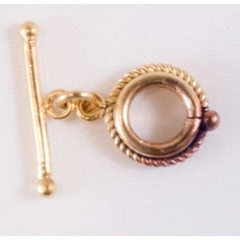 24K Gold Plated Round Toggle with Twisted Wire Accents