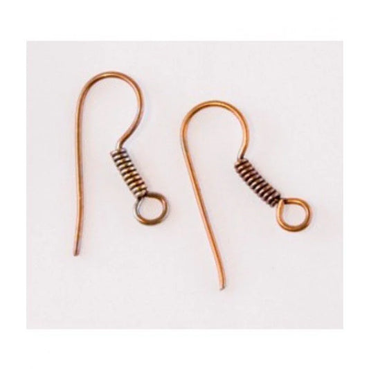 French Hook Ear Wire - 15 Pieces Copper Fire Torched