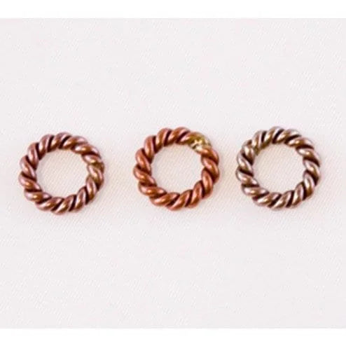 Fire Torched Twisted Soldered 12 Gauge Copper Jump Rings - 10mm