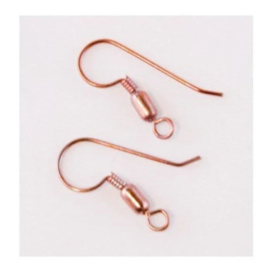 French Hook Ear Wire with 6x3mm Oval Bead  - 14 Pieces Copper