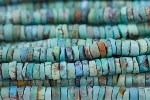 Natural Light Blue Turquoise Flat Rondelles - High Quality