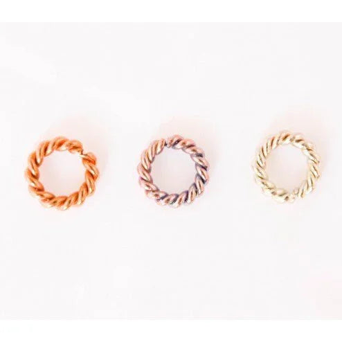 Fire Torched Twisted Open 10 Gauge Copper Jump Rings - 13mm - Open