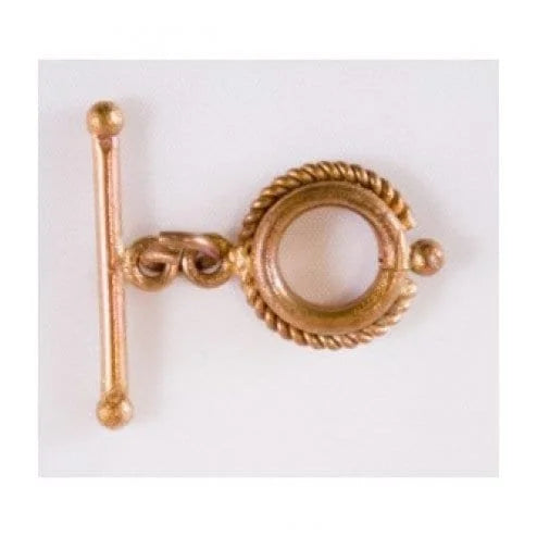 24k Gold Plated Round Toggle With Rope Detail