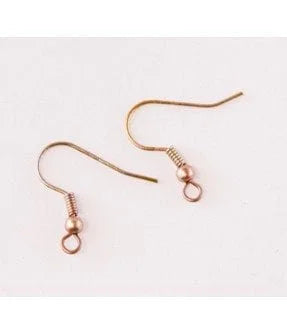 French Hook Ear Wire with 3mm Bead- 35 Pieces Copper Fire Torched
