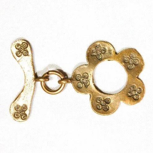 Antique Brass Flower Toggle Clasp