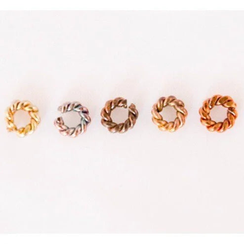 Fire Torched Twisted Open 14 Gauge Copper Jump Rings - 6mm - Open
