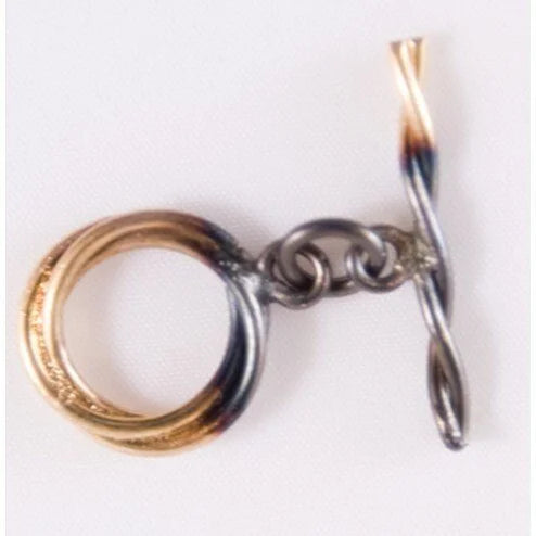 24K Gold and Black Rhodium Round Twisted Toggle Clasp