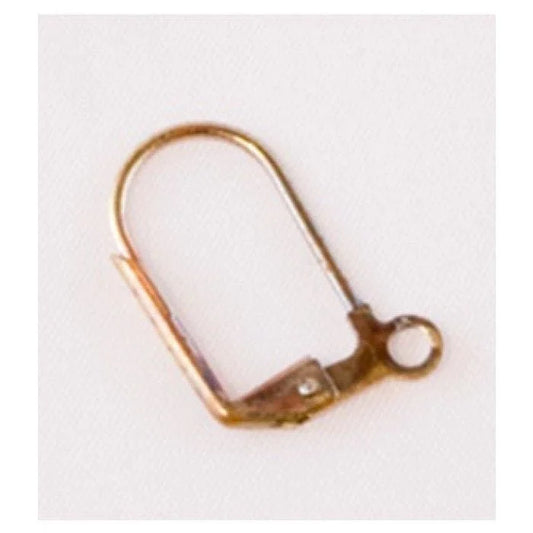 Squared Lever Back Ear Wire- 12 Pieces Copper Fire Torched