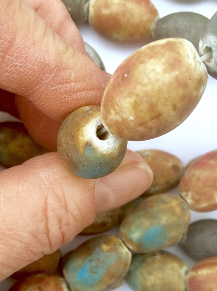 Large handmade Multi Colored Matte Porcelain Beads