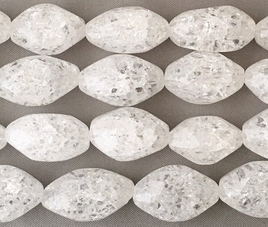 Large Natural Hand Cut Oval Cracked Quartz Beads