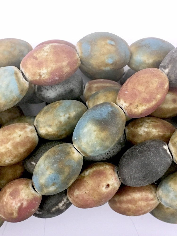 Large handmade Multi Colored Matte Porcelain Beads