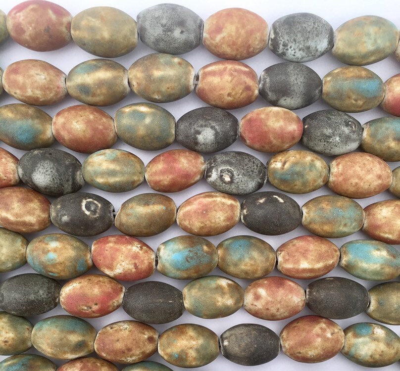 Large handmade Multi Colored Matte Porcelain Beads