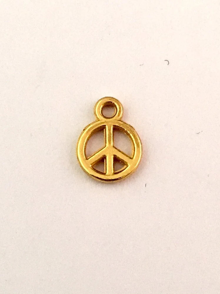 15 Tiny Charms Teeny Petite Peace Sign Charm or Pendant Silver Tone