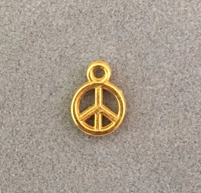 15 Tiny Charms Teeny Petite Peace Sign Charm or Pendant Silver Tone