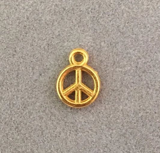 15 Tiny Charms Teeny Petite Peace Sign Charm or Pendant Silver Tone