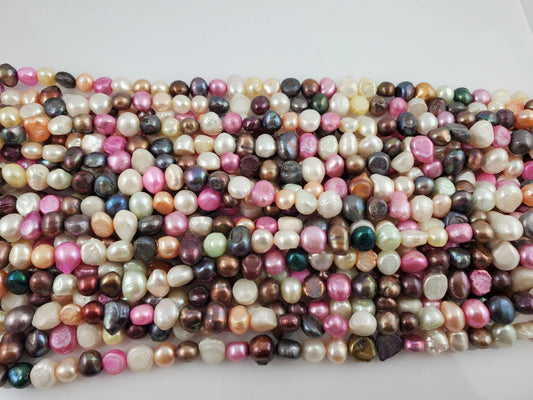 Natural Pink, Peach, Purple, Brown, Gold, Black Freshwater Pearls Round Nugget Organic Shaped Beads