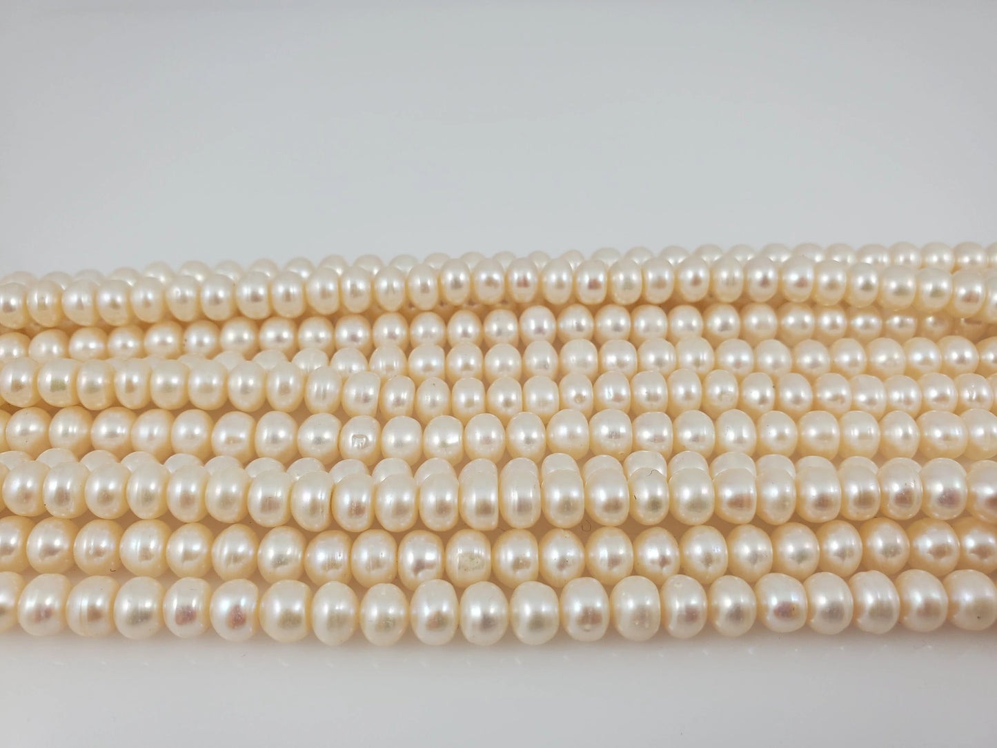 Natural High Quality White Rondelle Freshwater Pearls Round