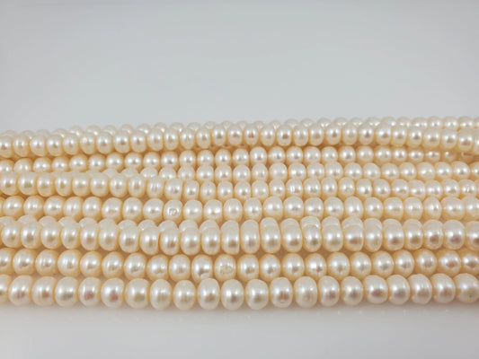 Natural High Quality White Rondelle Freshwater Pearls Round