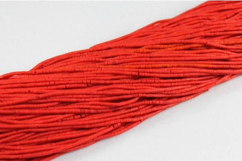 High Quality Dyed Coral Heishi Tube- Seed Beads