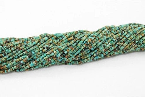 Authentic 100% Natural Afghan Mountain Turquoise Heishi Tube- Seed Beads