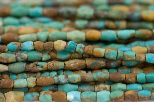 Natural Afghan Turquoise Rice-shaped Beads (Bi-cones) - High Quality