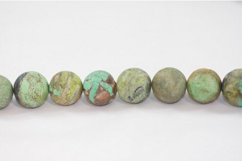 Natural Green Brown Afghan Turquoise Round Beads - Extremely High Quality!