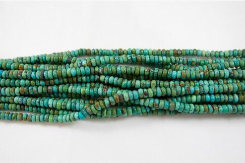 Natural Green Turquoise Smooth Rondelles