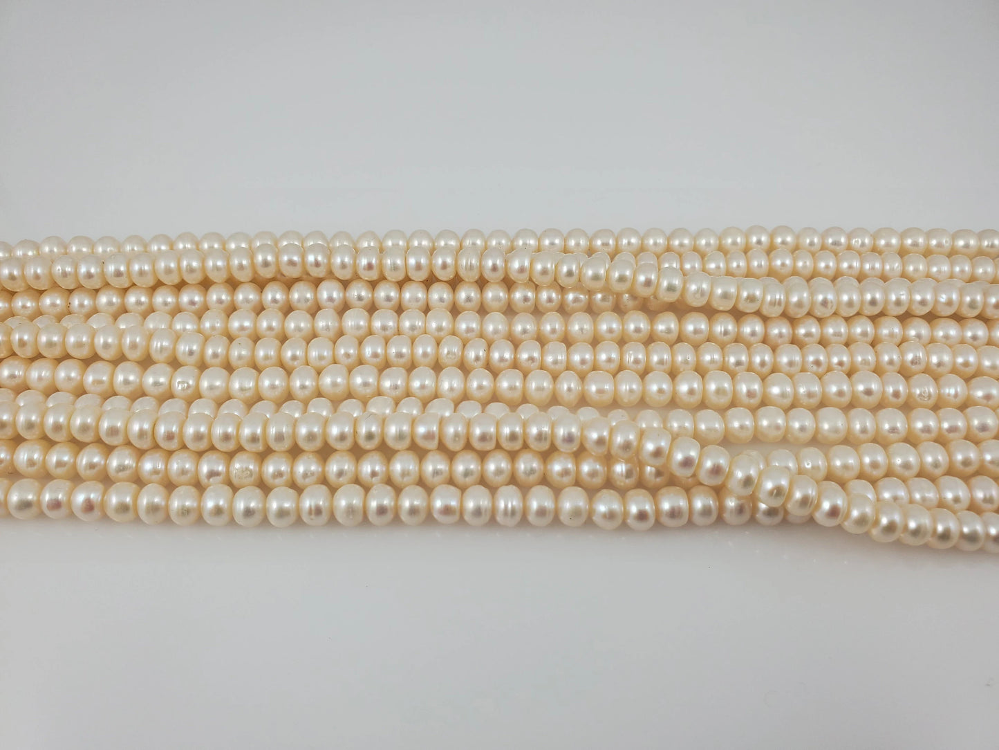 Natural High Quality White Rondelle Freshwater Pearls Round