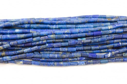 100% Natural Authentic Afghan Lapis Cylinder Beads with Pyrite veins- Great Quality