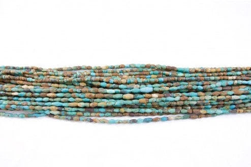 Natural Afghan Turquoise Rice-shaped Beads (Bi-cones) - High Quality