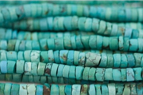 Natural Blue Turquoise Flat Rondelles- Heishi - High Quality