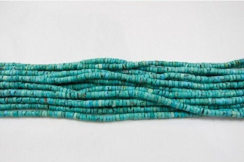 Natural Blue Turquoise Flat Rondelles- Heishi - High Quality
