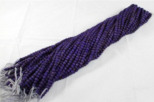 Hand Carved Sumac Purple Dyed Natural Olive Wood Round Beads