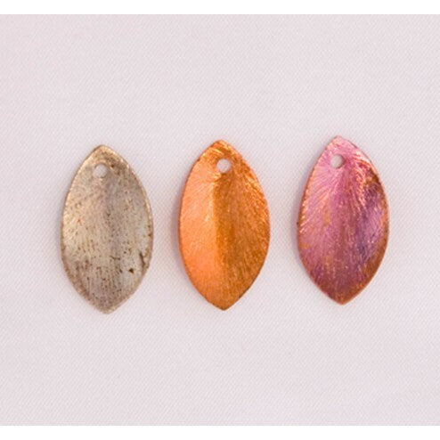 Copper Brushed Curved Leaf Charm