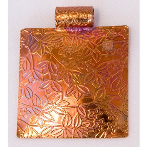 Square Floral Pendant With Tube Bail