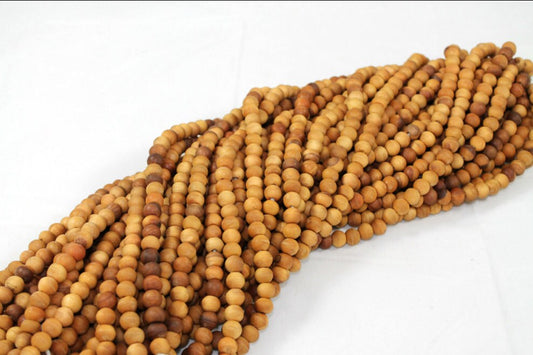 Hand Carved Natural Olive Wood Round Beads - 9mm