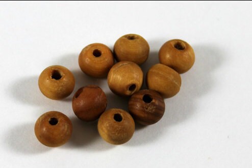 Hand Carved Natural Olive Wood Round Beads - 9mm
