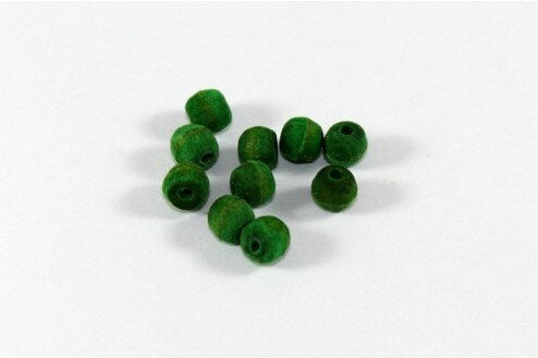 Hand Carved Pistachio Green Dyed Natural Olive Wood Round Beads