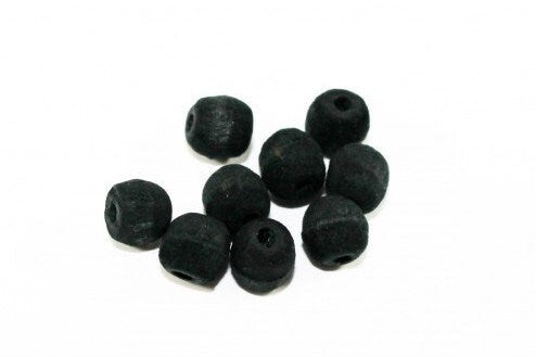 Hand Carved Pepper Black Dyed Natural Olive Wood Round Beads