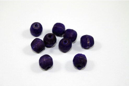 Hand Carved Sumac Purple Dyed Natural Olive Wood Round Beads